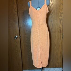 Entro Orange Sheath Dress with Spaghetti Straps for Cocktail.